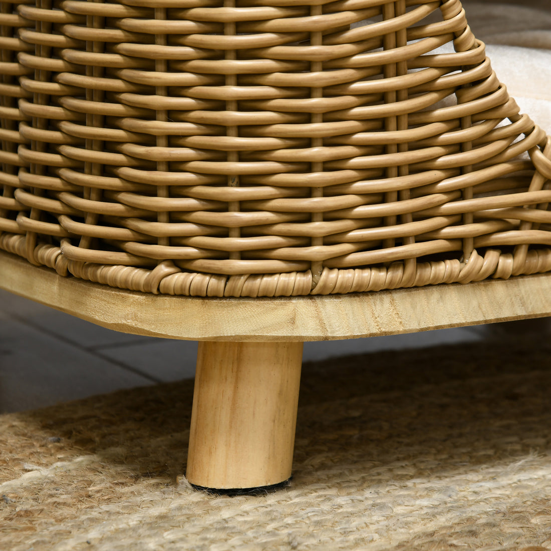 PawHut Elevated Design Wicker Cat House with Washable Cushion in Light Brown-7