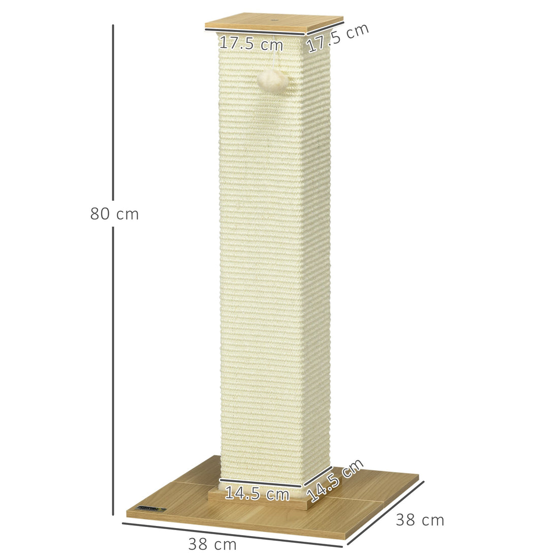 80 cm Scratching Post Cat Tree with Play Ball, Scratching Post Made of Sisal Rope-2